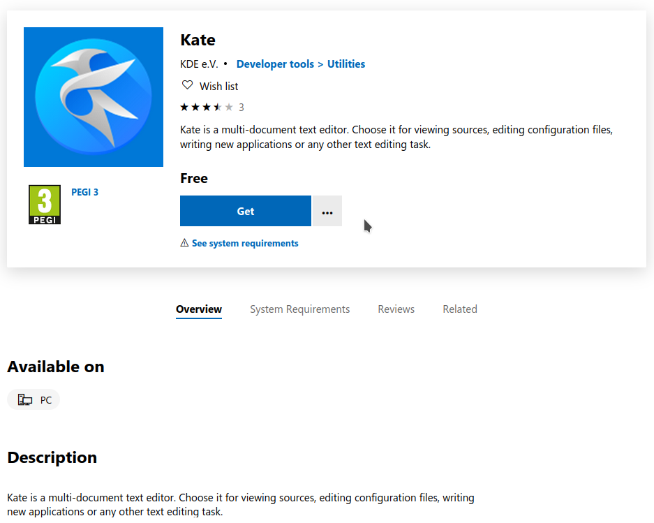 Kate on the Microsoft Store